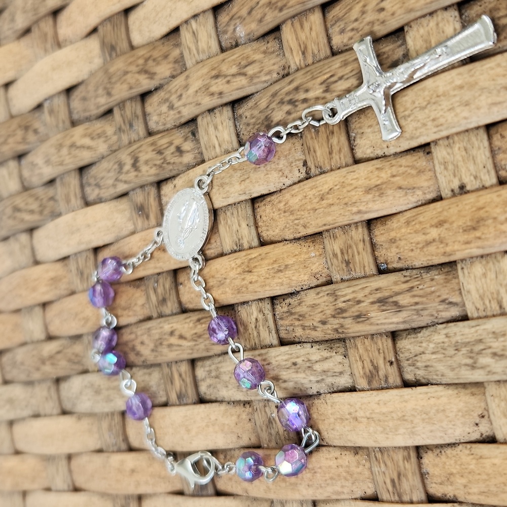 Beautiful Purple Beaded Car Rosary